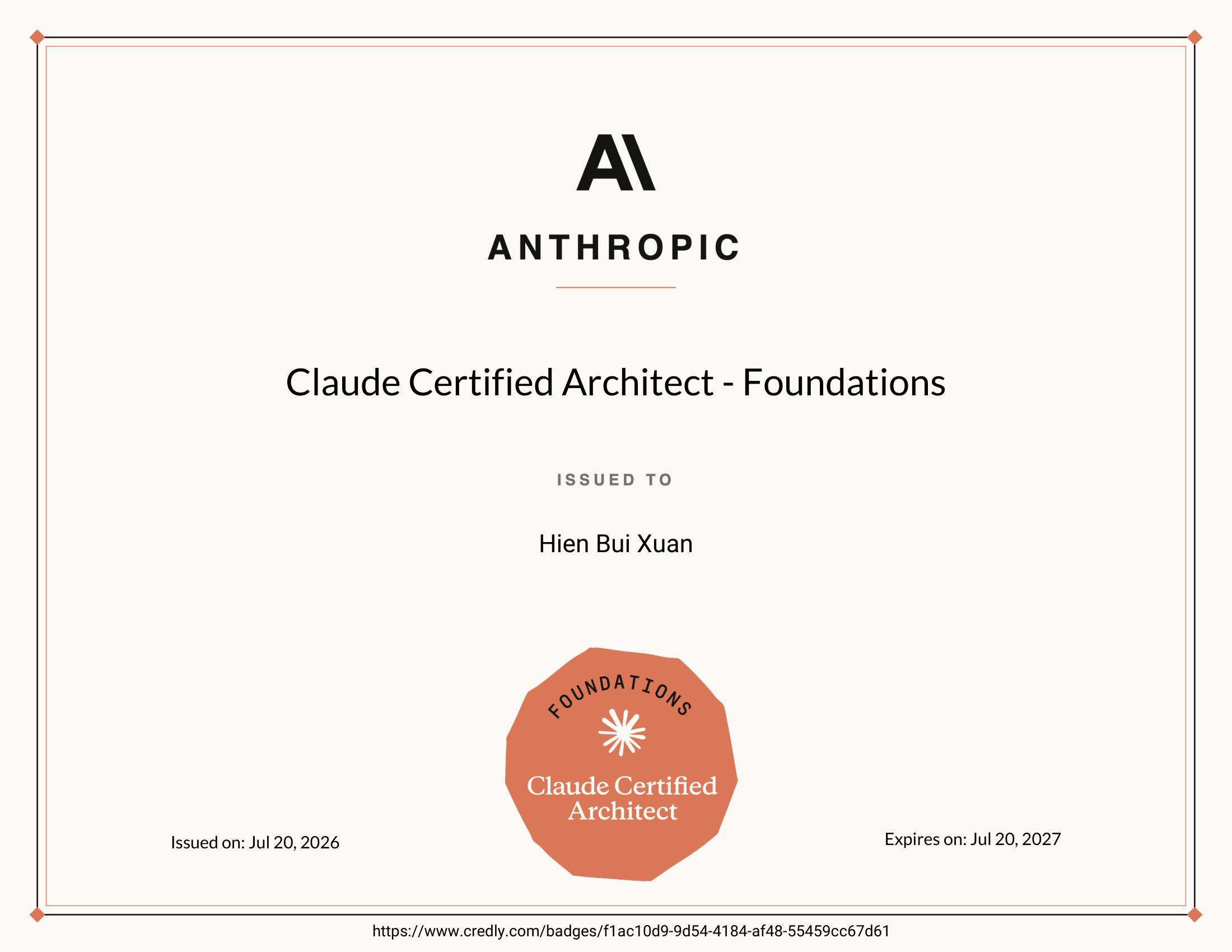 Claude Certified Architect - Foundations credential